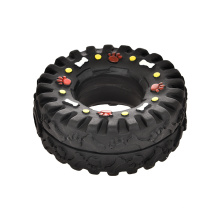 Eco-Friendly Interactive Pet Toy Black Tire Shape Squeak Sound Vinyl Dog Toy